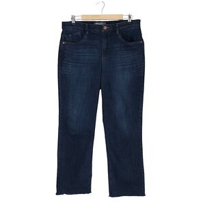 Democracy Ab Technology Stretch Dark Raw Hem HighRise Straight Slimming Jeans 14